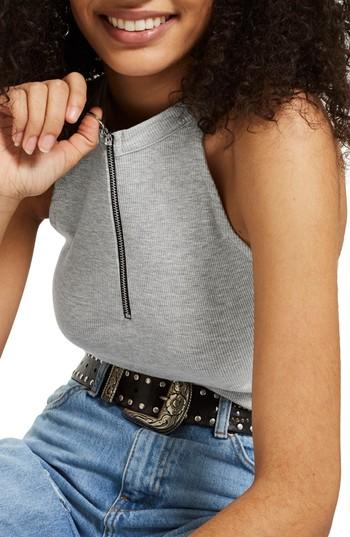 Women's Topshop Zip Front Bodysuit Us (fits Like 0) - Grey