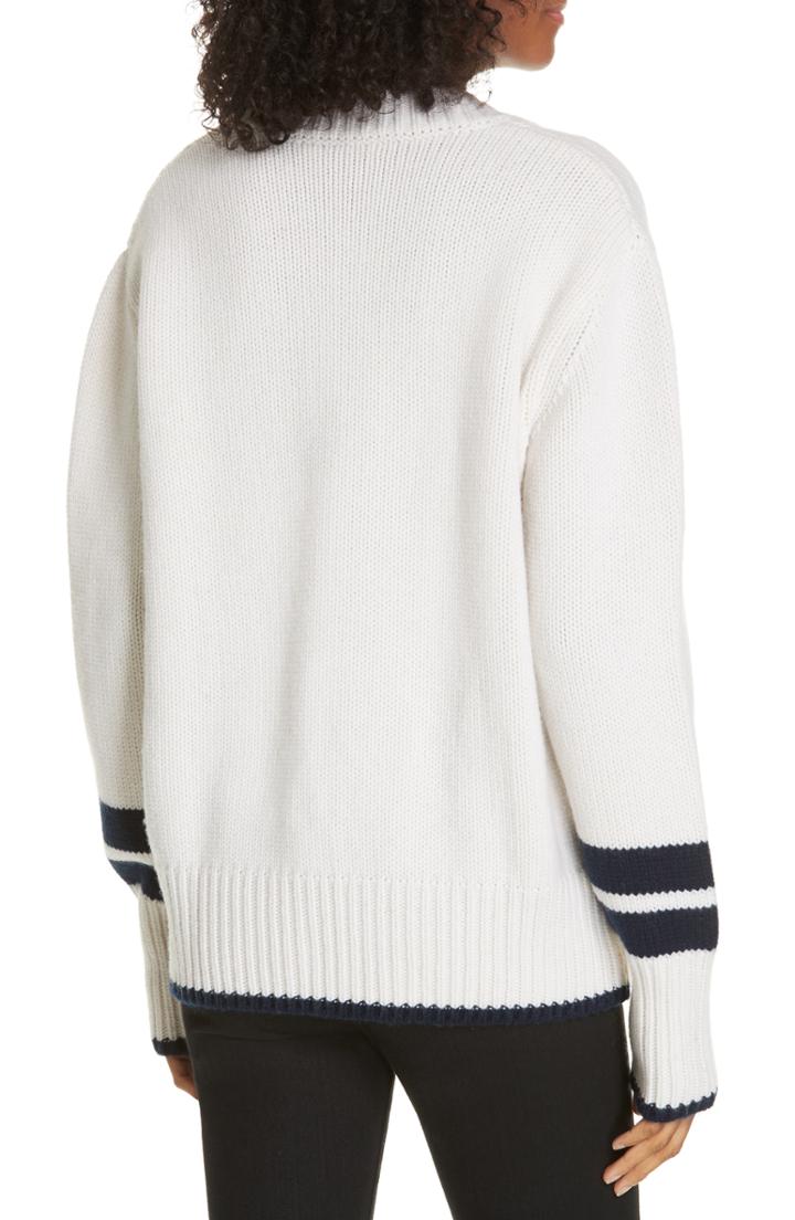 Women's La Ligne Stripe Detail Wool & Cashmere Sweater - Ivory