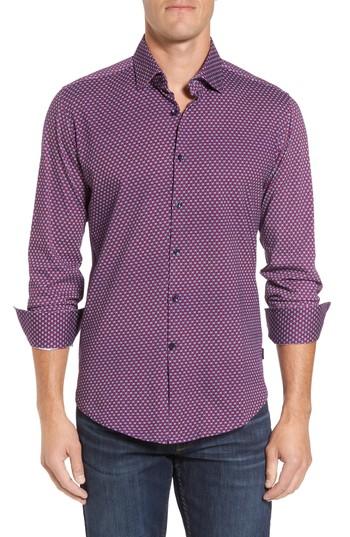 Men's Stone Rose Slim Fit Geo Knit Sport Shirt (m) - Burgundy