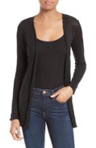 Women's Majestic Filatures Open Front Linen Cardigan - Black