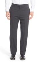 Men's Hart Schaffner Marx Flat Front Solid Stretch Wool Trousers R - Grey