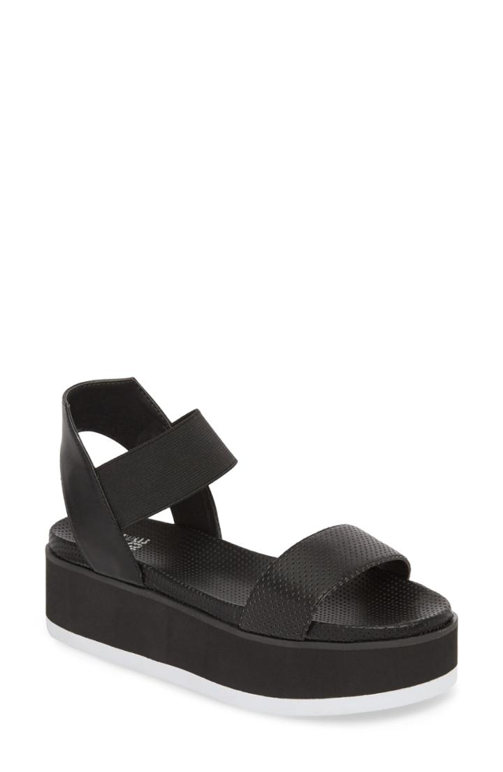 Women's Jane And The Shoe Josie Perforated Platform Sandal M - Black