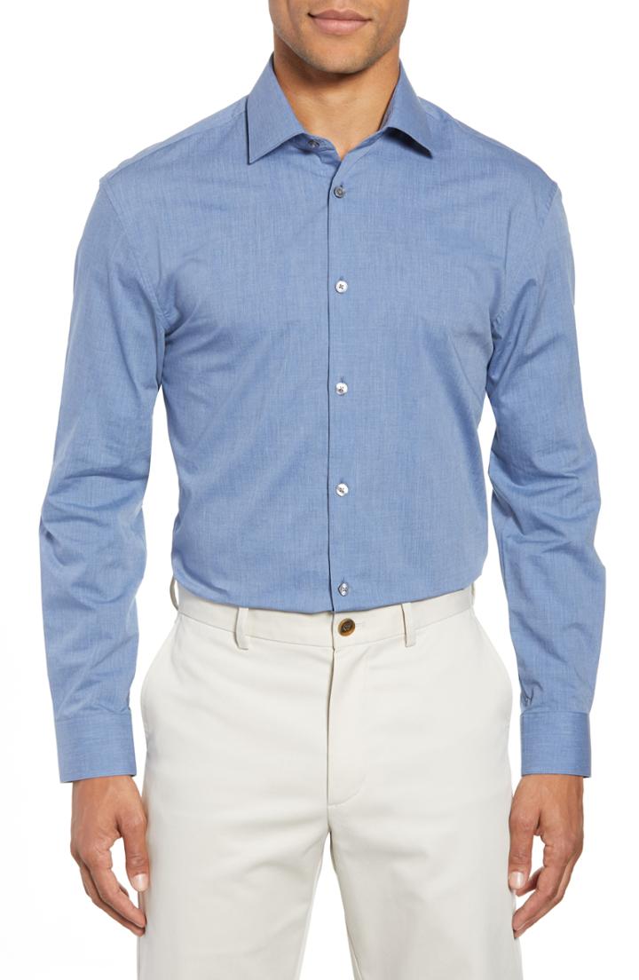 Men's John Varvatos Star Usa Slim Fit Solid Dress Shirt .5l - Blue