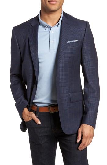 Men's Nordstrom Men's Shop Trim Fit Check Wool Sport Coat R - Blue