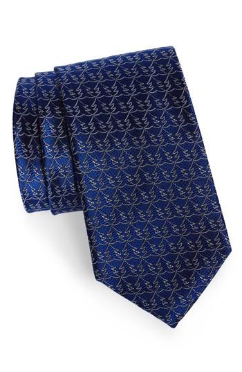 Men's Nordstrom Men's Shop Christmas Tree Silk Tie, Size X-long - Blue