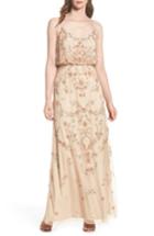Women's Adrianna Papell Beaded Floral Blouson Gown - Beige