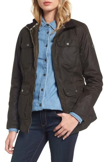 Women's Barbour Filey Water Resistant Waxed Canvas Jacket Us / 8 Uk - Green