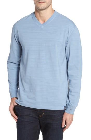Men's Thaddeus Vinn Slubbed Long Sleeve V-neck T-shirt - Blue