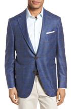 Men's Peter Millar Classic Fit Windowpane Wool Blend Sport Coat R - Blue