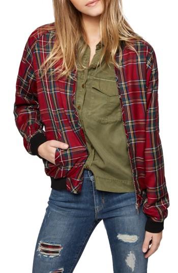 Women's Sanctuary Plaid Bomber Jacket