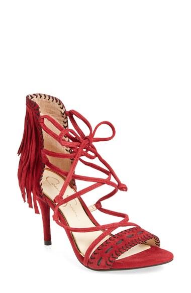 Women's Jessica Simpson 'mareya' Fringe Ankle Tie Sandal