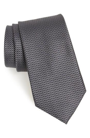 Men's Nordstrom Men's Shop Russo Geo Print Silk Tie, Size - Black