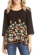 Women's Kane Kane Embroidered Handkerchief Top - Black