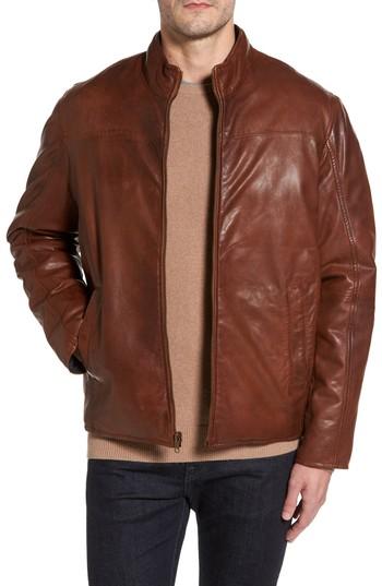Men's Missani Le Collezioni Reversible Washed Leather Jacket - Brown