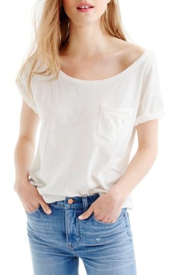Women's J.crew Relaxed Boat Neck Tee - White