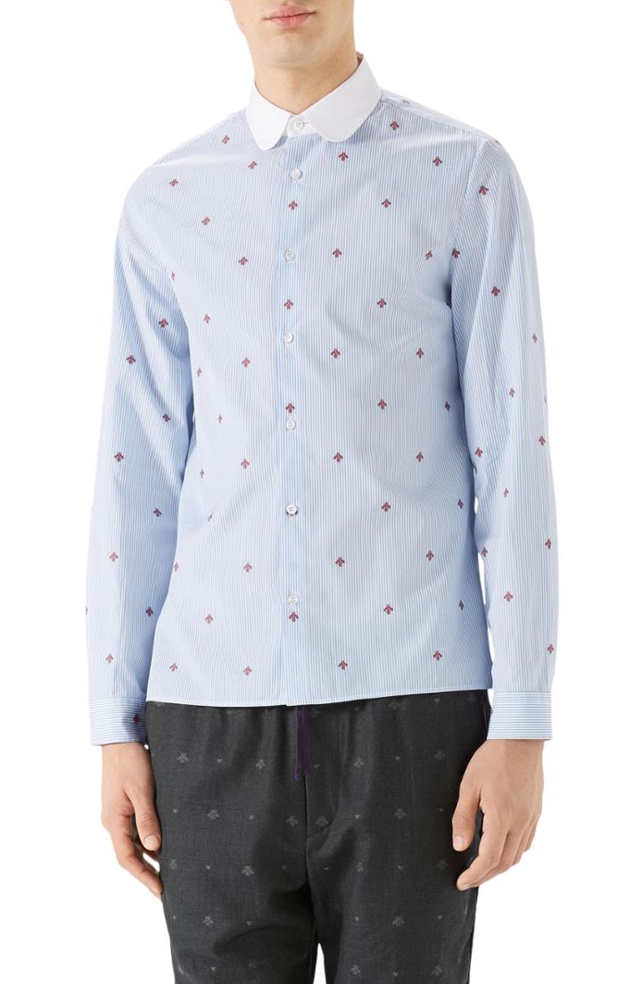 Men's Gucci Bee Fil Coupe Sport Shirt .5 - Blue