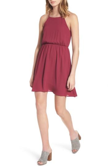 Women's Lush Back Tie Blouson Dress - Burgundy