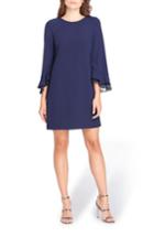 Petite Women's Tahari Lace Detail Crepe Shift Dress P - Blue