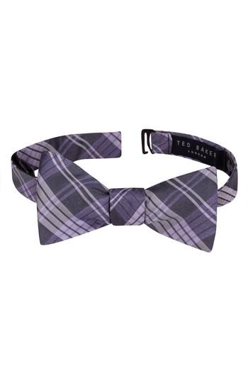 Men's Ted Baker London Del Mar Plaid Silk Bow Tie, Size - Grey