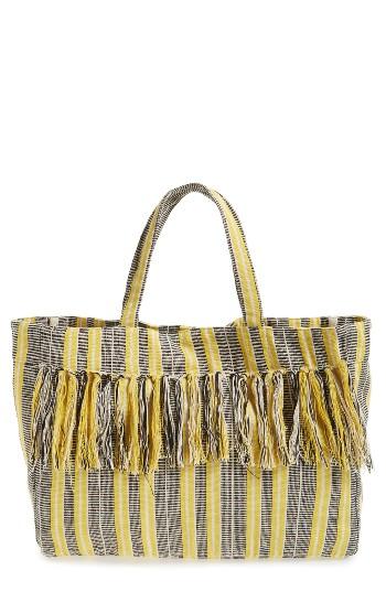 Sole Society Hendrix Stripe Canvas Tote - Yellow