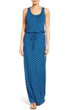 Petite Women's Caslon Drawstring Waist Maxi Dress, Size P - Blue