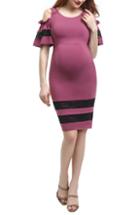 Women's Kimi And Kai Marissa Cold Shoulder Maternity Sheath Dress - Pink