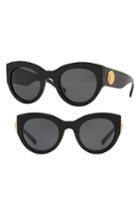 Women's Versace Tribute 51mm Cat Eye Sunglasses - Black Solid