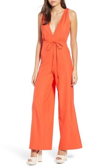 Women's 4si3nna Deep V Jumpsuit - Orange