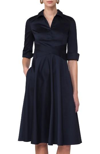Women's Akris Punto Sateen Fit & Flare Shirtdress