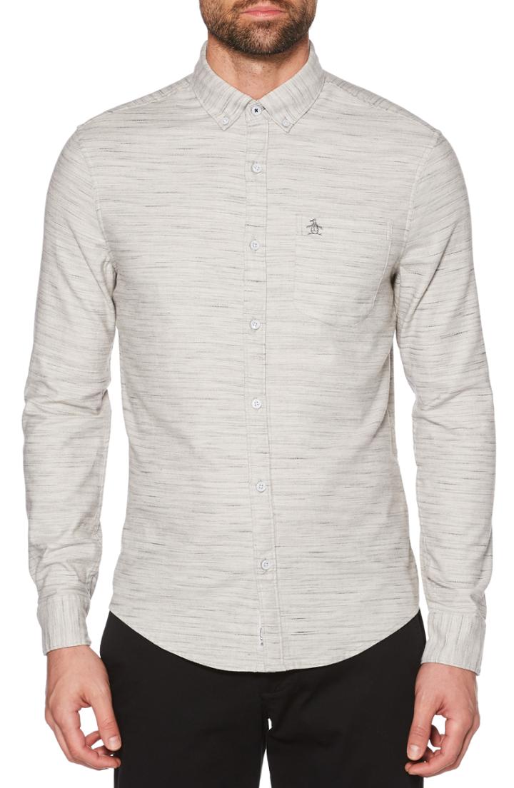 Men's Original Penguin Slim Fit Stretch Slubbed Sport Short, Size - Grey