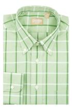 Men's Gitman Tailored Fit Windowpane Dress Shirt 32 - Green