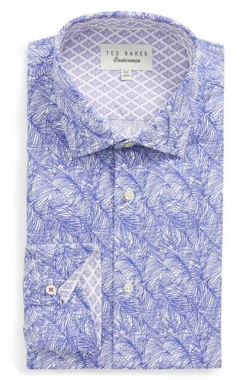 Men's Ted Baker London Messera Trim Fit Print Dress Shirt .5 32/33 - Purple