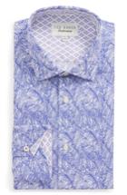 Men's Ted Baker London Messera Trim Fit Print Dress Shirt .5 32/33 - Purple