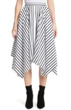 Women's Adam Lippes Stripe Cotton Asymmetrical Skirt - Black