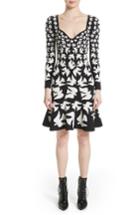 Women's Alexander Mcqueen Bicolor Swallow Jacquard Dress - Black