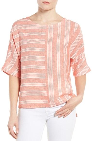 Women's Caslon V-back Linen Top - Coral
