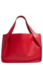 Stella Mccartney Medium Perforated Logo Faux Leather Tote - Red