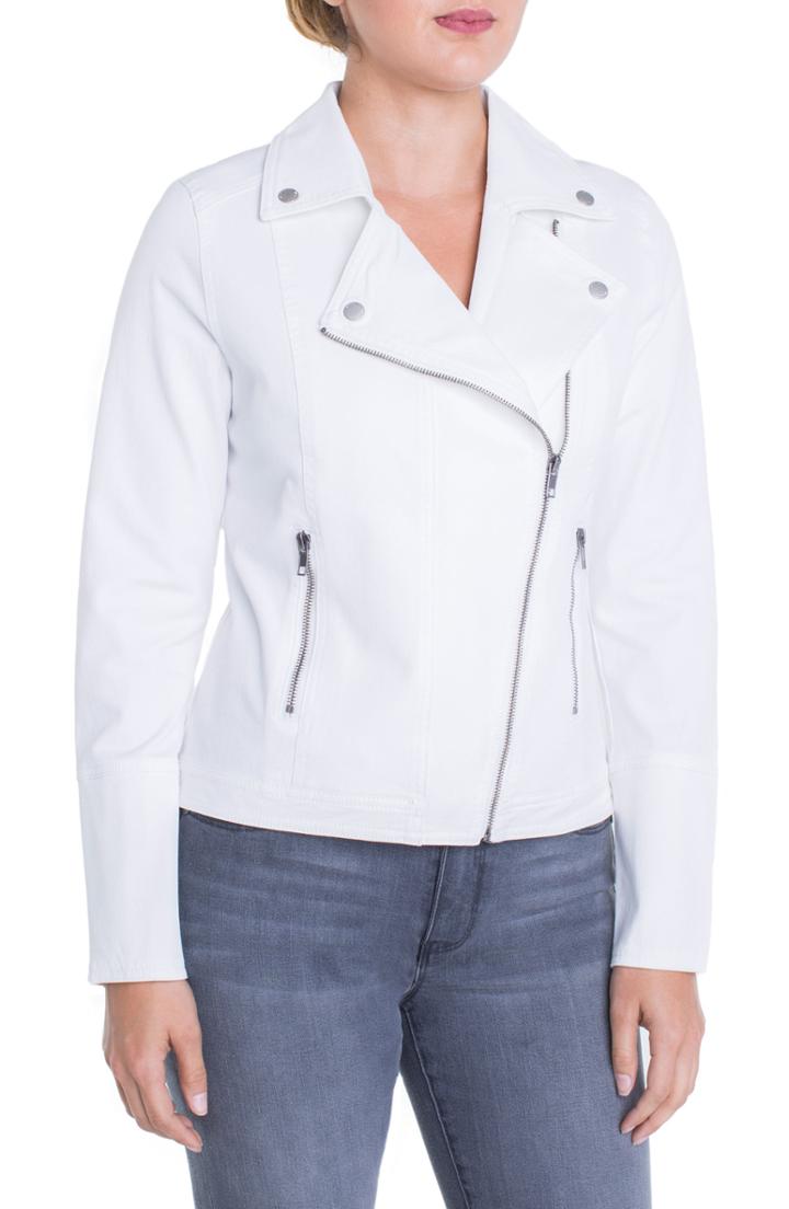 Women's Liverpool Stretch Cotton Moto Jacket - White