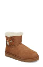 Women's Ugg Mini Bailey Button Poppy Genuine Shearling Lined Boot M - Brown