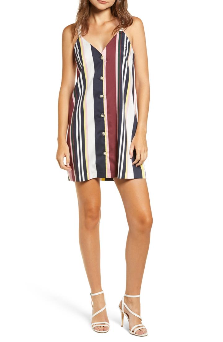 Women's Topshop Sleeveless Stripe Minidress Us (fits Like 0-2) - Pink