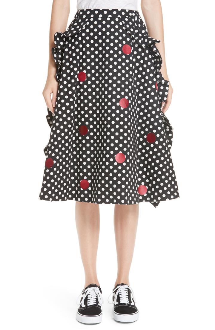 Women's Paskal Dot Print Ruffled A Line Skirt