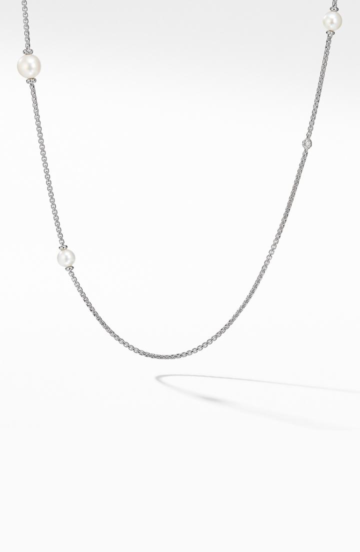 Women's David Yurman Diamond & Pearl Chain Necklace