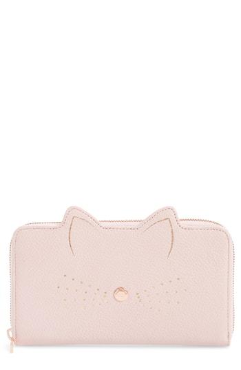 Women's Ted Baker London Cat Whiskers Leather Matinee Wallet - Pink