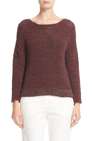 Women's Fabiana Filippi Mollini Trim Cotton Blend Sweater