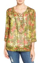 Women's Kut From The Kloth Aleena Lace-up Gauze Blouse
