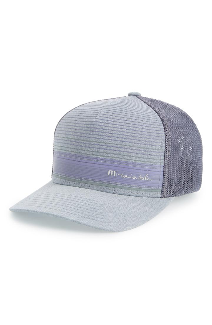Men's Travis Mathew Brown Stretch Trucker Hat - Grey