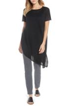 Women's Eileen Fisher Asymmetrical Organic Linen Tunic, Size - Black