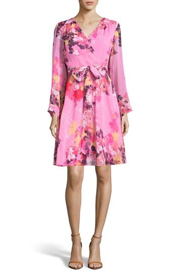 Women's Eci Floral Print Wrap Dress - Pink