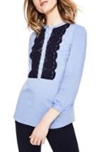 Women's Boden Lace Trim Shirt - Blue