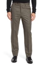 Men's Berle Flat Front Stretch Houndstooth Wool Trousers - Beige